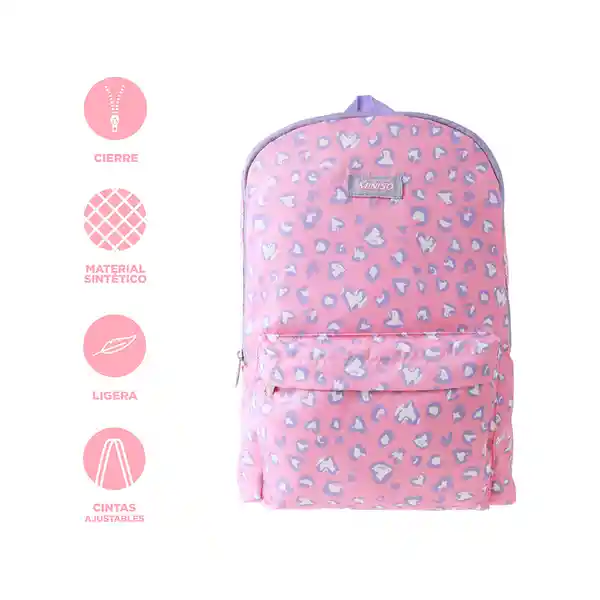 Maleta Básica Estampado Leopardo Rosa y Lila Miniso