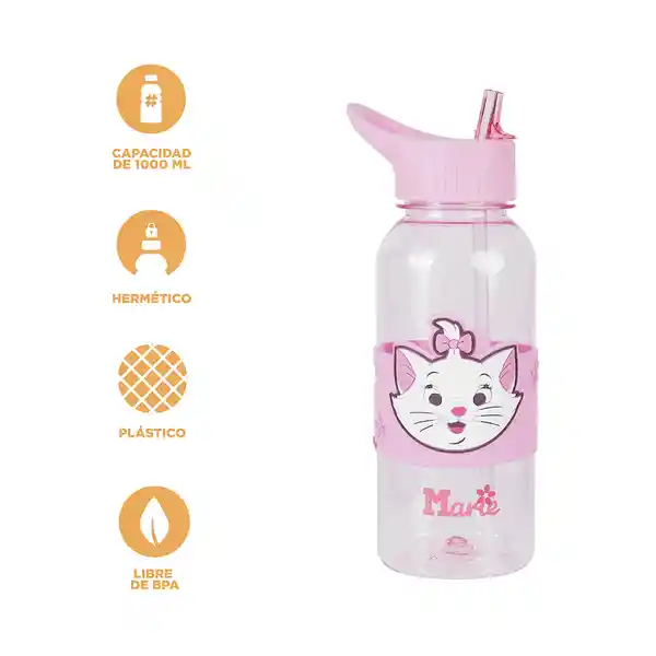 Vaso Plástico y Pitillo y Funda Marie Lilo Rosa 1000 mL Miniso