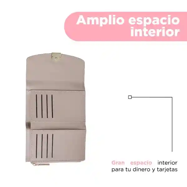 Cartera Para Mujer Con Hebilla Dorada Beige Serie Miniso