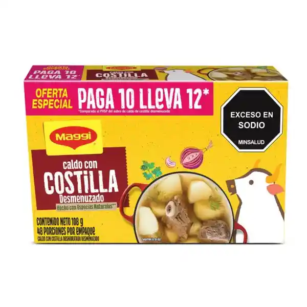 Maggi Caldo con Costilla Desmenuzado Hecho con Especias Naturales