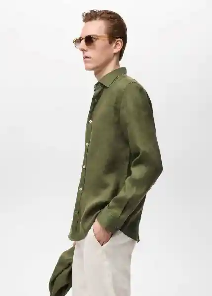Camisa Parrot Verde Talla L Hombre Mango