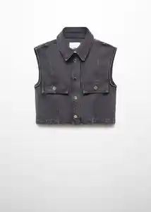 Chaleco Talia Tejano Gris Oscuro Talla M Mujer Mango