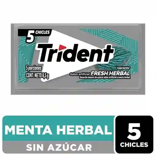 Chicle Trident Sin Azúcar Sabor Fresh Herbal 5 Unid