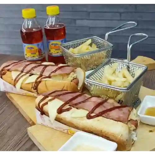 2X1 Hot Dogs Carmelos + 2 Pet 250 ml