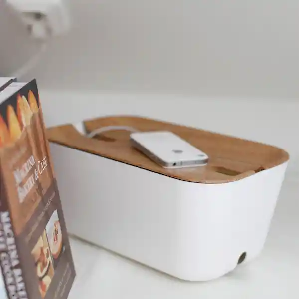 Inkanta Organizador de Cables Blanco Madera