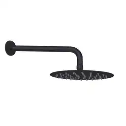 Stretto Regadera Redonda Slim Negro Mate Con Brazo 30 cm 8