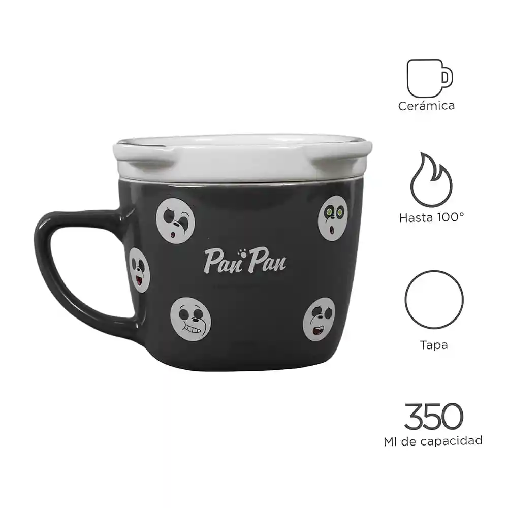 Taza de Cerámica Con Tapa We Bare Bears Collection Panda Miniso