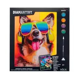 Toy Logic Cuadro de Arte Con Marco Diamantiny Perro dj