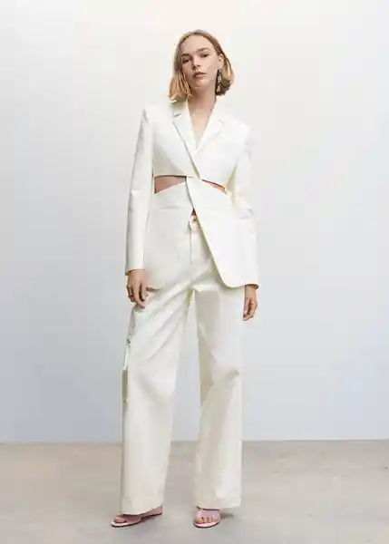 Blazer Americana Carlotta Crudo Talla L Mujer Mango