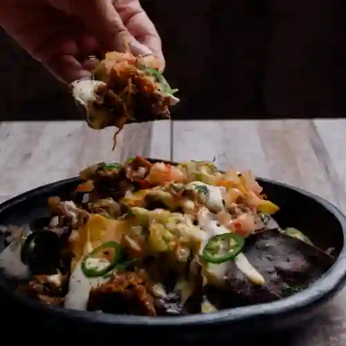 Nachos con Pulled Pork Bbq