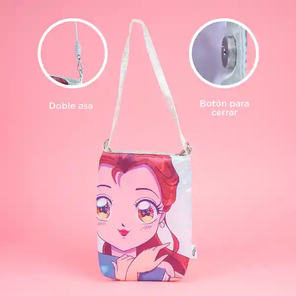 Bolso Porta Celular Serie Disney Manga Princesas Bella Miniso