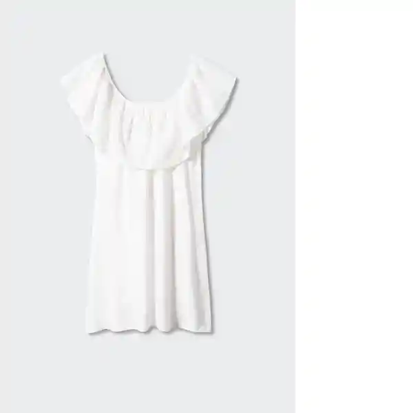 Vestido Vola Blanco Talla S Mujer Mango