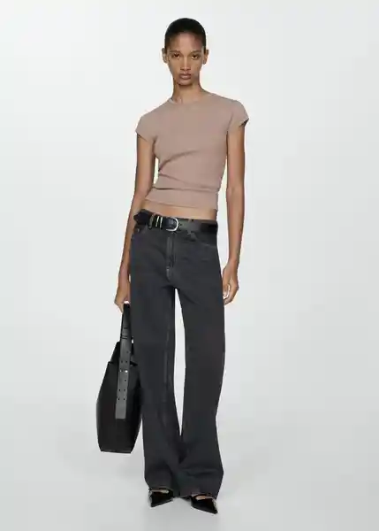 Camiseta Zani Taupe Talla 24 Mujer Mango
