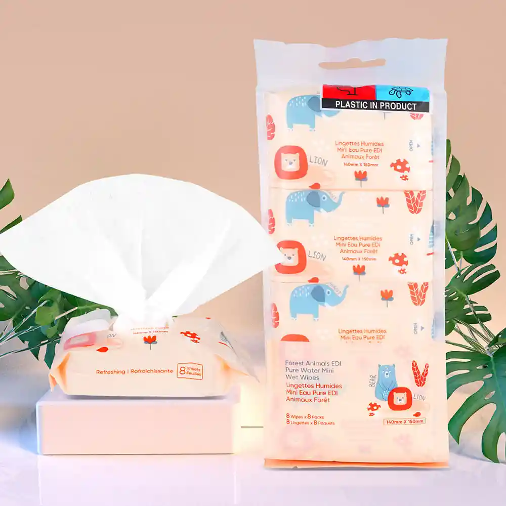 Miniso Pack Toallas Húmedas, Forest Family Pure Water Super Mini