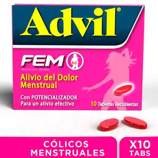 Advil Fem Alivio De Fuertes Colicos Menstruales, IBUPROFENO X 10 CAPS ​