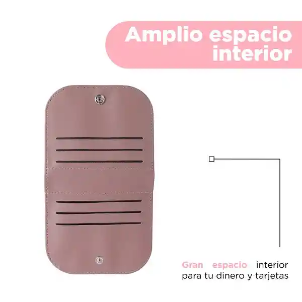 Cartera Corta Con Cierre Para Mujer Rosa Serie Miniso