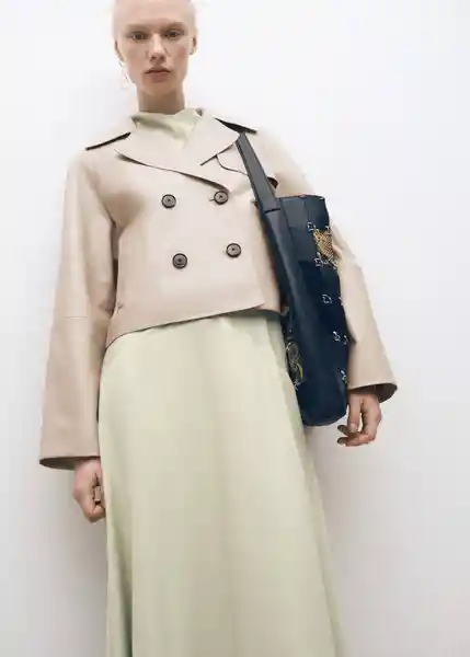 Abrigo Trench Stone Hielo Talla L Mujer Mango