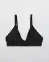 American Eagle Bralette Acanalado Triángulos Negro Real Talla L