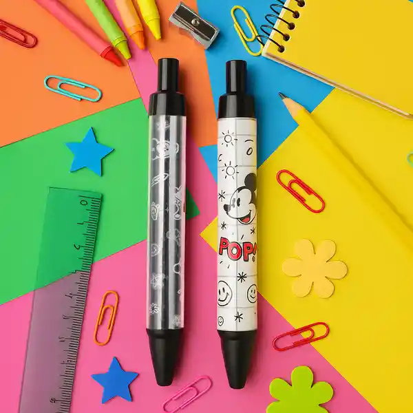 Esferos Negro 2 Modelos Mickey Mouse Disney 10 mm Miniso