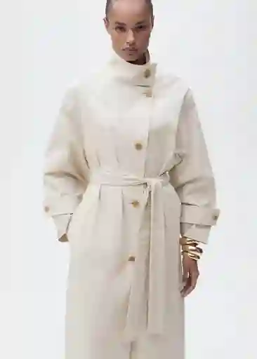 Abrigo Trench Biscuit Piedra Talla M Mujer Mango
