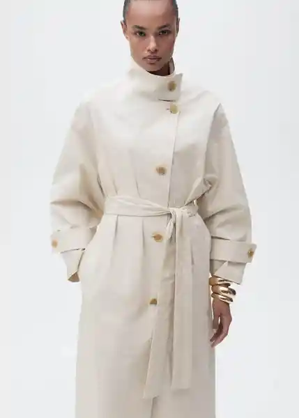 Abrigo Trench Biscuit Piedra Talla M Mujer Mango