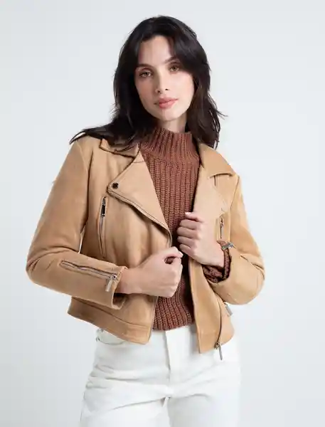 Chaqueta Rock Mujer Beige Ajonjolí Medio Talla M Naf-Naf 