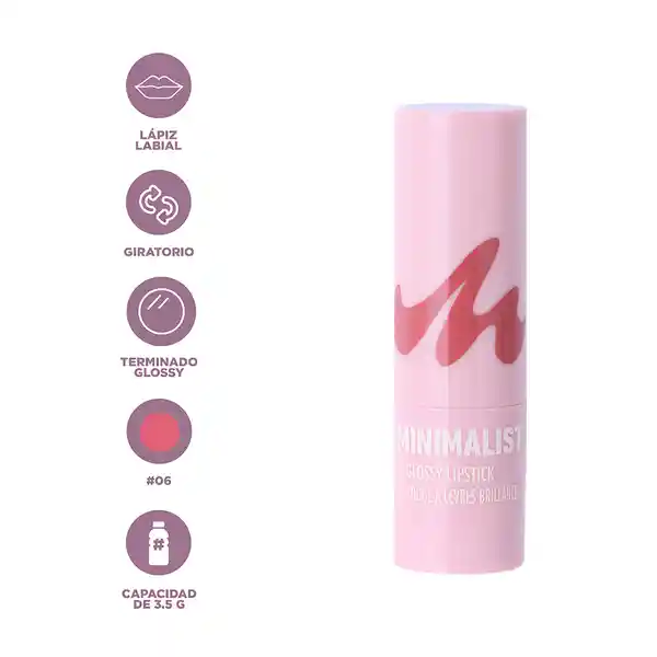 Lápiz Labial Brillante Serie Minimalist 06 Miniso