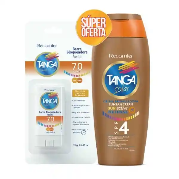 Tanga Kit Bronceador Crema Spf 4 + Barra Facial 70