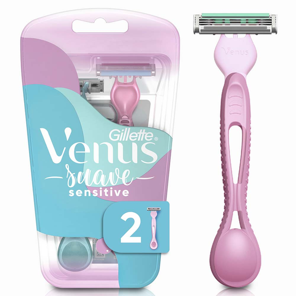 GILLETTE Venus Suave Sensitive Cuchilla de Afeitar Mujer Depilación Coporal para Piel Sensible Máquina de Afeitar 2 Uds 2 und