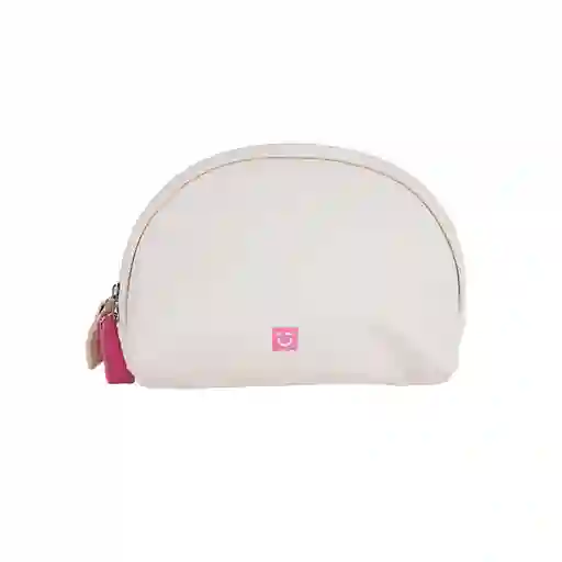 Cosmetiquera Tipo Piel Con Doble Cierre Serie Beige Miniso