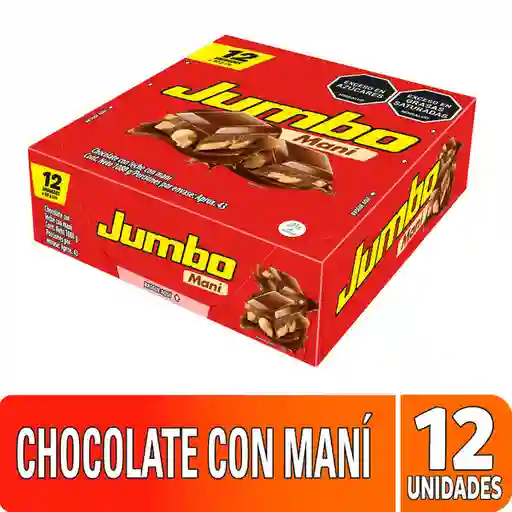 Chocolatina Jumbo Maní 12 unidades x 90g