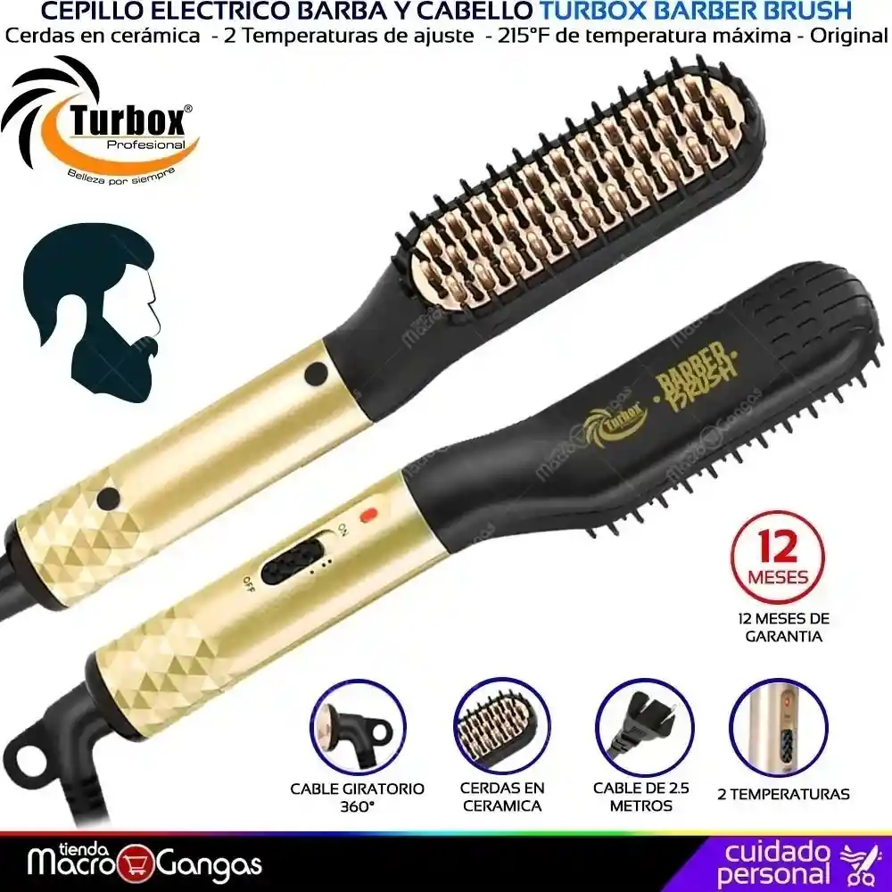 TURBOX Cepillo Electricobarber Brush Para Barba Y Cabello