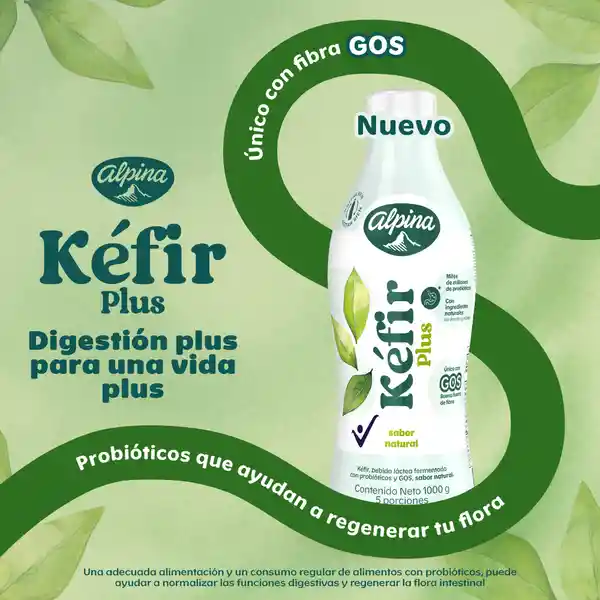 Kéfir Bebida Láctea Plus Alpina Sabor Natural 1000 g
