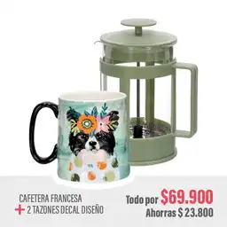 Combo Cafetera francesa + 2 Tazones