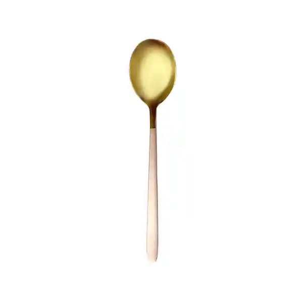 Miniso Cuchara Para Sopa Con Mango Grande Rosa y Dorado