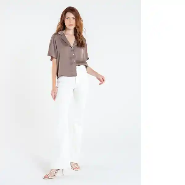  Camisa Peralpes Mujer Gris Nogal Oscuro Talla L Naf-Naf 