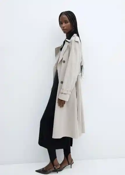 Abrigo Trench Fluid Gris Claro Vigoré Talla M Mujer Mango