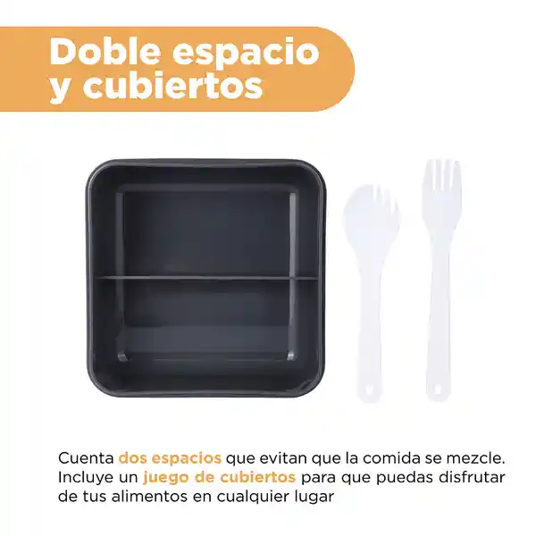 Contenedor de Comida Con 2 Compartimentos Gris 1100 mL Miniso