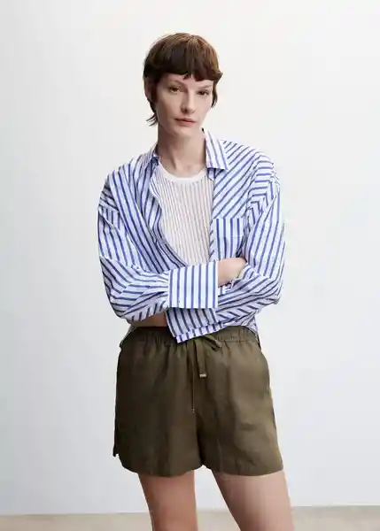 Short Linen Khaki Talla XS Mujer Mango