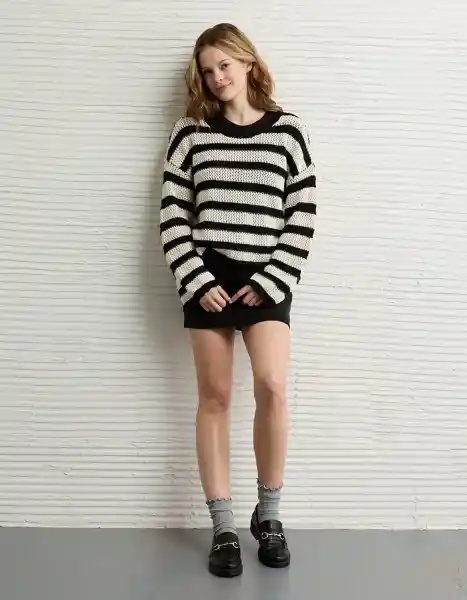 Suéter Tejido Mujer Negro Talla Large 1653032 American Eagle