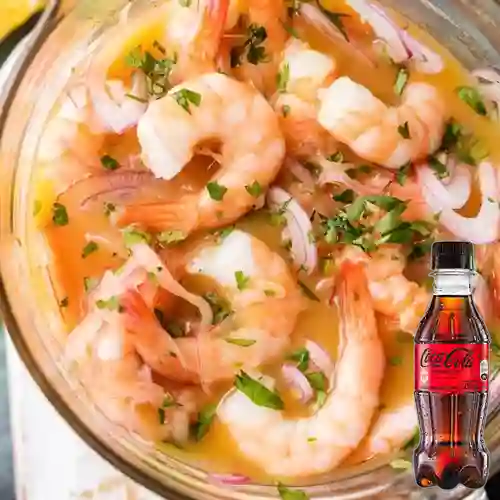Combo Ceviche Camaron 7 Und +Cocacola S/az 250ML