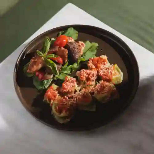 Brocheta Mixta con Tortelli Tres Quesos