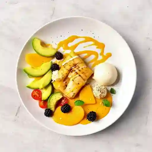 Mango y gulupa con helado