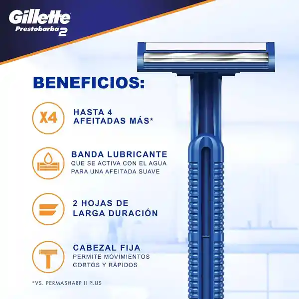 GILLETTE Prestobarba Cuchilla de Afeitar Desechable 5 Cuchillas para Hombre con 2 Hojas de Larga Duración y Cabeza Fija para Rasurar