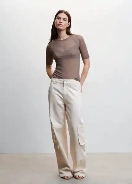 Camiseta Mana Nude Talla S Mujer Mango