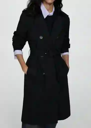 Saco Trench Polana Negro Talla XL Mujer Mango