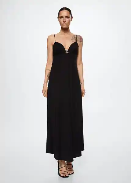 Vestido Vani Negro Talla 18 Mujer Mango