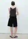 Bermuda Camilla Tejano Negro Talla 36 Mujer Mango