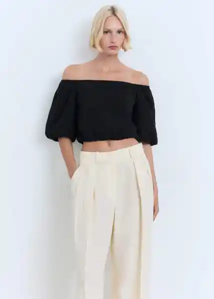 Blusa Kimolos Negro Talla XL Mujer Mango