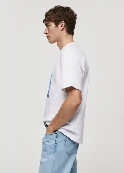 Camiseta Splash Blanco Talla XL Hombre Mango